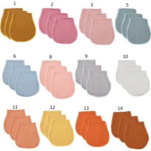 3 Pcs Baby Muslin Burp Cloth Soft Comfortable Cotton Feeding Bibs Solid Color Absorbent Saliva Towel Infants Washcloth
