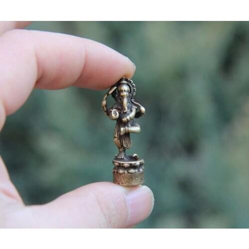 4 CM India 100% Pure Bronze Ganesha Elephant Sculpture Buddha Amulet Pendant