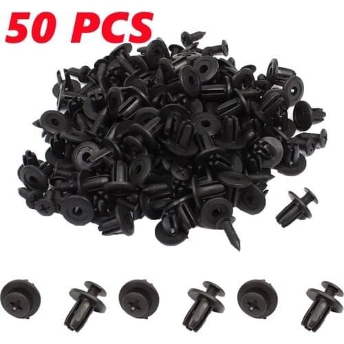 50pcs 6mm Car Bumper Fastener Clip Hole Rivet Retainer Push Engine Cover Auto Door Bumper Cover Fasteners For Honda Toyota