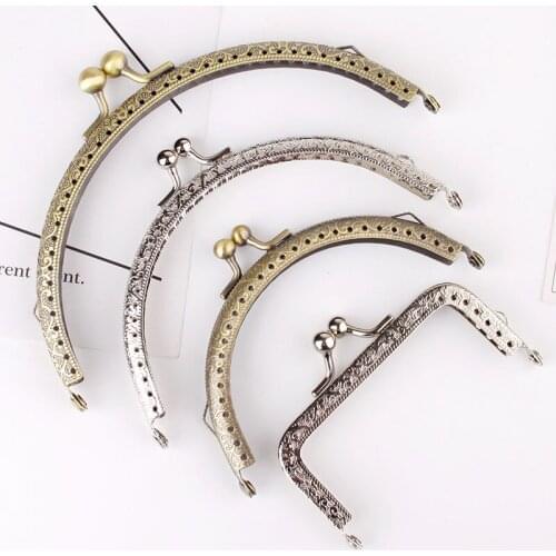 Arched mouth gold square embossed handmade cloth DIY bronze size material handle lug bag accessories Jinkou