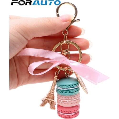 FORAUTO Car Key Holder Key Rings Key Chain Macaron Keychain Car Keyring Gift Creative Lovely Auto Accessories