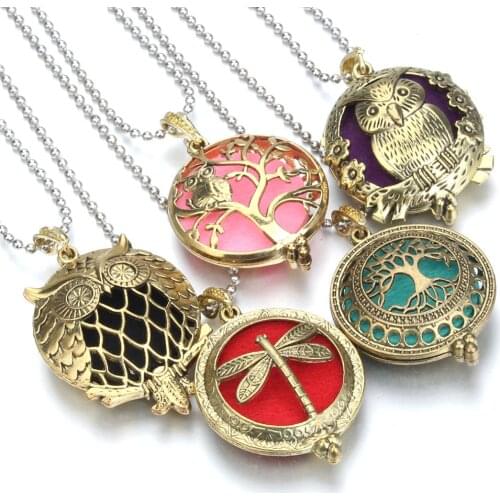 Aroma Necklace Bronze Aroma Diffuser Necklace Magnetic Aromatherapy Essential Oil Diffuser Perfume Locket Pendant Jewelry