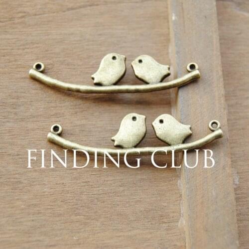 30 pcs Bronze Bird On Branch Charm Connector DIY Metal Bracelet Necklace Jewelry Findings 12x43mm A629