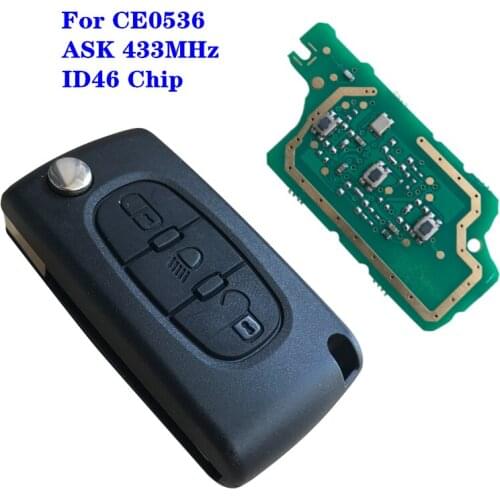 CE0536 ASK 433Mhz ID46 For Citroen For Peugeot 407 307 308 607 3 Buttons Flip Remote Fob Car Key Uncut VA2 HU83 Blade