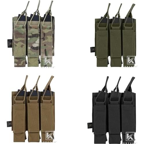 KRYDEX For MP5 MP7 KRISS Triple Magazine Pouch Tactical Modular MOLLE Triple Open Top SMG Mag Pouch Carrier For Airsoft Hunting