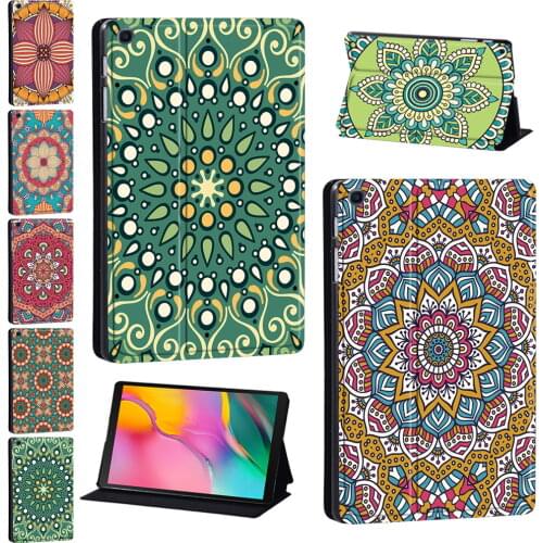 For Samsung Galaxy Tab A 8.0 9.7 10.1 10.5"/Tab E 9.6"/Tab S5e 10.5"/Tab S6 Lite 10.4 Mandala Pattern PU Leather Tablet Case