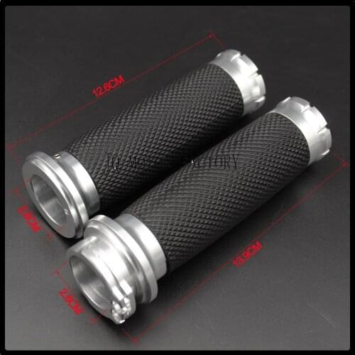 For Harley Handle Black CNC 1"25mm Handlebar Hand Grips For Harley Sportster Touring Dyna Softail Custom Silver