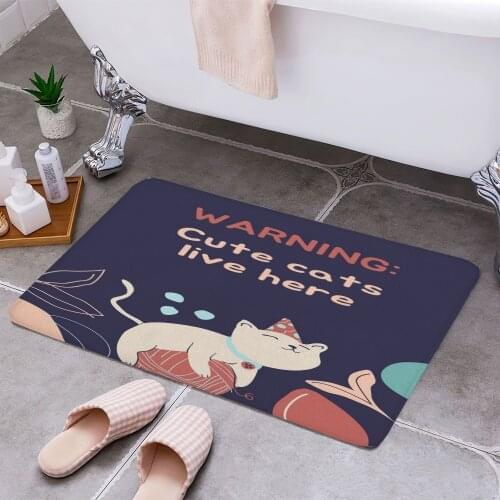Cats live here 3D Print Doormats Rectangle Non-Slip DoorMat Bedroom Kitchen Entrance Print Door rugs Dropshipping