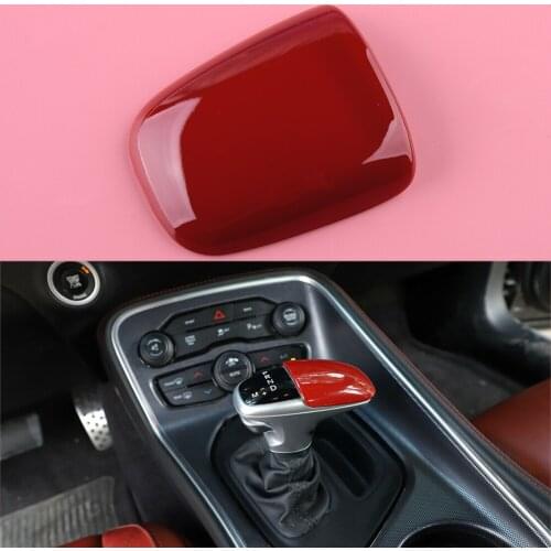 Red ABS Car Gear Shift Knob Decor Cover Bezel fit for Dodge Challenger Charger 2015 2016 2017 2018 2019