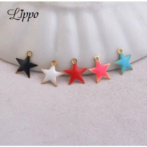 30pcs Star brass charm Dripping oil Charm For Bracelet Necklace Pendant Jewelry Accessories Findings