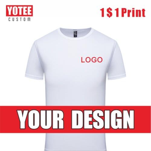YOTEE2021 Mens T-Shirt Quick-Drying LOGO Customized Sports Fitness Personal Group Embroidered Top Polyester DIY