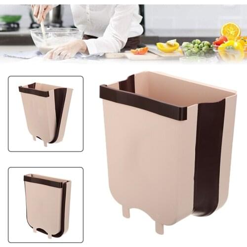 New Kitchen Cabinet Door Hanging Trash Garbage Bin Can Rubbish Container Storage Boxes Folding Hanging Cans Garbage Organizer
