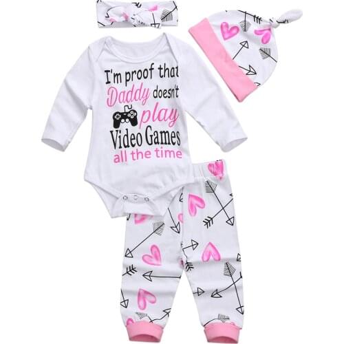 Pudcoco US Stock 0-24M New Casual Newborn Kids Infant Baby Girls Clothes Romper Long Sleeve Jumpsuit +Pants Outfit Set