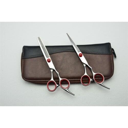 6 inch 17.5cm 1Pcs Or 2Pcs Red Screw Cutting Scissors Thinning Shears TOP GRADE Hairdressing Scissors Barbers Hair Scissors