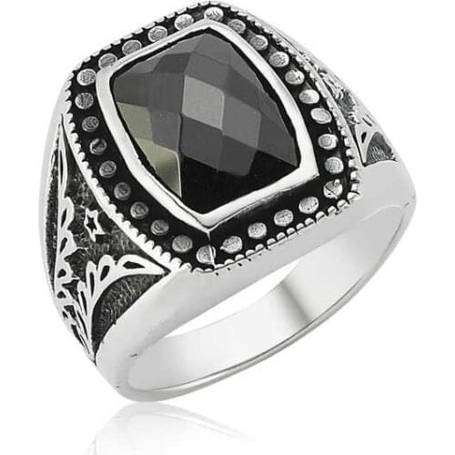 Original silver , Black Stone Male ,Ring, Good Quality and Affordable Stony ,Rings Types