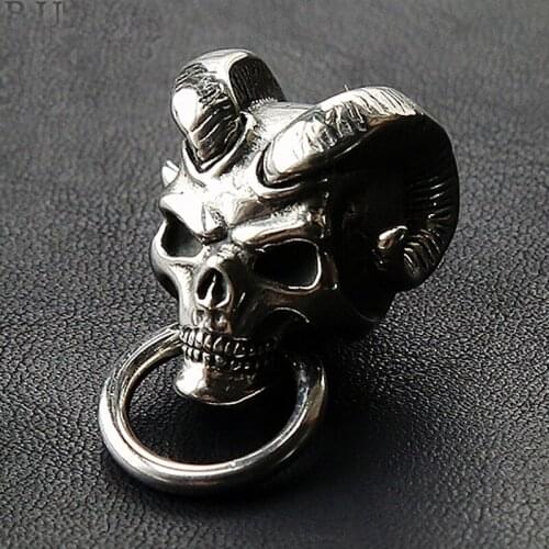 Manual Skin Carving Buckle Wallet decorations copper button shaved head Prajna Devil Skeleton Japanese trousers chain hook