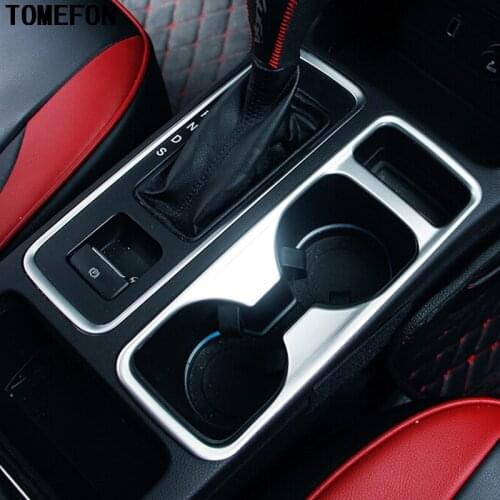 TOMEFON Internal Car Styling ABS Chrome For Ford Kuga Escape 2017 Back Rear Seat Water Cup Holder Frame Matte Trim Stickers