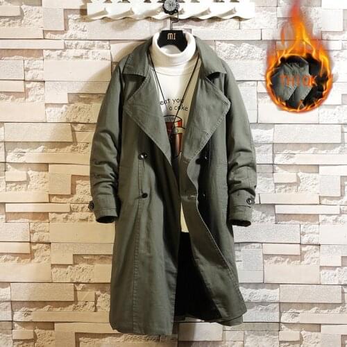 Mens Windbreakers Solid Color New Double Breasted Trench Coat Men Jacket Overcoat Casual Long Loose Winter Fashion Trenchs