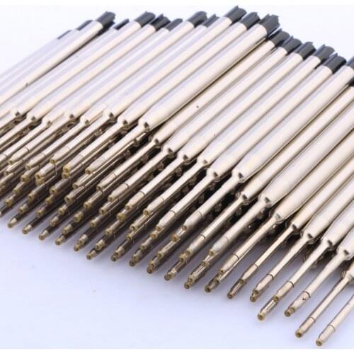 High quality 100Pc stainless steel Ballpoint Pen ink Refills BLUE or black Stationery Office school supplies Ball point ink Pen