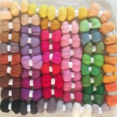 WFPFBEC FELT merino sheep wool fiber needle felting wool roving for needle felted wool 5g/color 53colors 265g