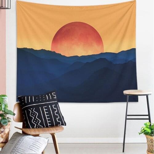 Japan Sunset Tapestry Wall Hanging Kanagawa Fujiyama Wall Decor Tapestries Psychedelic Mountain Tapiz Bedroom Dorm Room Decor