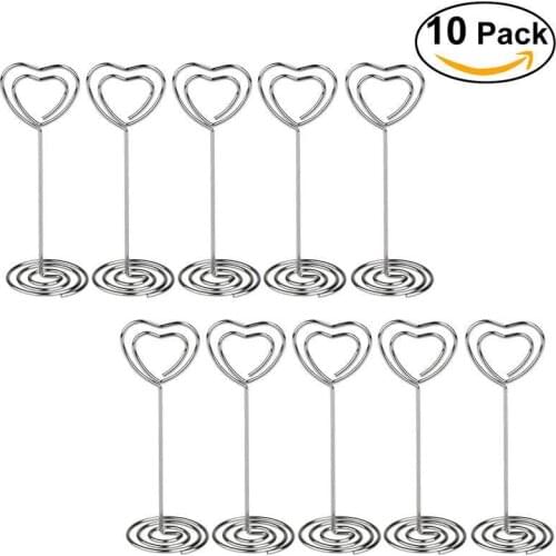 10pcs Place Card Holder Heart Shape Clips Place Card Holder/Photo Holder Wedding Table Decoration Favors A30