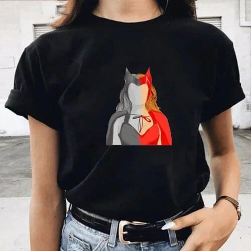 2021 Women Casual Harajuku Fashion T-shirt MARVEL Wanda Vision Print Loose O-neck Short Sleeve Elastic Summer Home Tee Shirt Top