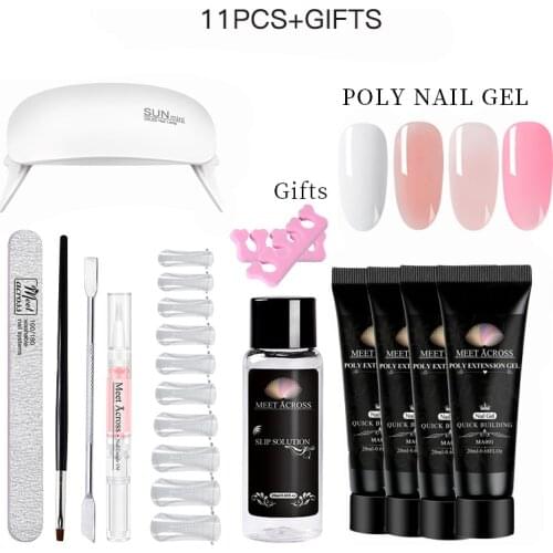 11pcs/Set Poly Nail Gel Kit 20ml Quick Building Set Poligel Nail Gel Nail Polish For Nail Extensions Acrylic Gel Polish Nail Art