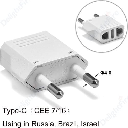2pcs European Travel Power Adapter Japan China CN US To EU Type C EU Electrical Plug Converter Adapter Charger Socket