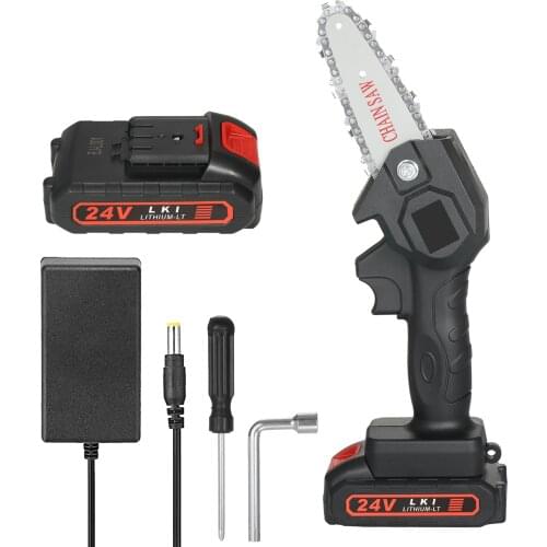 24V Mini Chainsaw 4-Inch 1500mAh Cordless Power Chain Saws Portable Electric Pruning Saw for Courtyard Tree Branch Wood Cutting