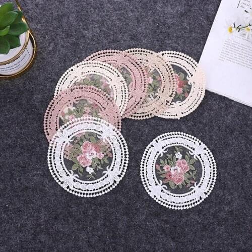 4Pcs For Dining Table Embroidery Craft Placemat European Style Lace Insulation Plate Mat Anti-scald Coaster Table Pads 1a