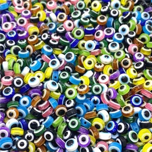 50Pcs 8/10mm Oval Beads Evil Eye Resin Spacer Beads for Jewelry Making DIY Bracelet Beads Accessories #11
