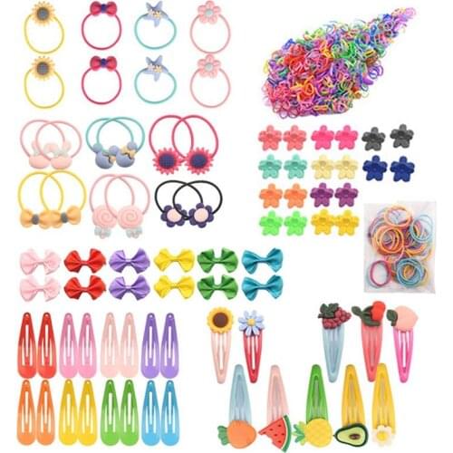 628PCS Cute Elastic Hair Clips For Sweet Girls Handmade Hairpins Boutique Barrettes Headwear Kids Hair Accessories