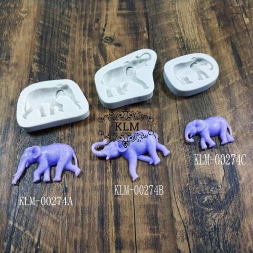 KLM-00274 Different action small elephant silicone mold Chocolate cake decorating tool