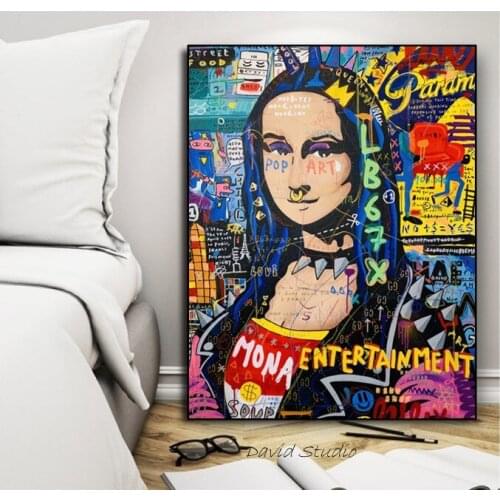 Alec Monopoly Hand Painted On Canvas Creative Graffiti Popular Art Mona Lisa For Wedding Living Room Wall Decoration