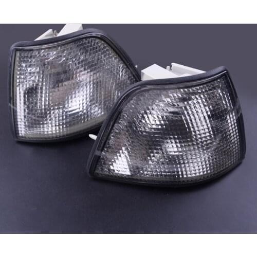 Beler Plastic 1 Pair Corner Smoke Turn Signal Lights Lens Case Fit For BMW E36 3-Series 2DR Coupe Convertible 318is 323i 325i