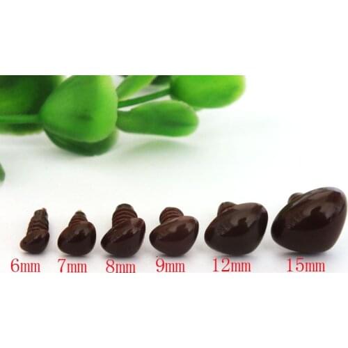 Free Shipping!! 60pcs 6mm/7mm/8mm/9mm/12mm/15mm safety animal nose in brownplastic for doll/Come With Washers Each size --10pcs