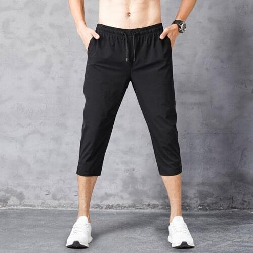 2020New Mens Summer Breeches Thin Nylon 3/4 Length Trousers Male Bermuda Board Quick Drying Beach Black Mens Shorts