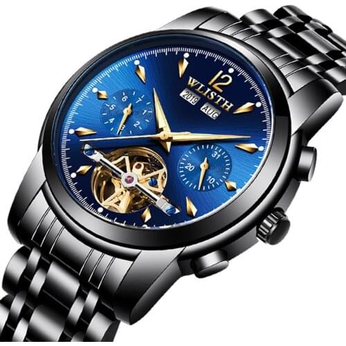 Watch Men Skeleton Automatic Mechanical Watch Full Date High Quality Mens Watches Top Brand Luxury Clock Box Relogio Masculino
