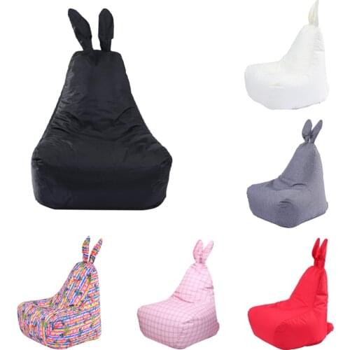 Rabbit Shape Bean Bag Chair Cover Sofa Slipcover without Filling , Comfort Stuffed Animal Plush Toys Organizer for Kids