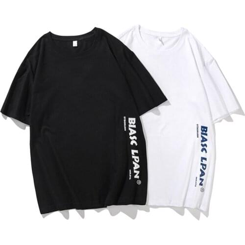 Hip Hop Brief letter print O-neck tee shirts men cotton cool All-match trend Unisex clothes Harajuku Oversized loose streetwear