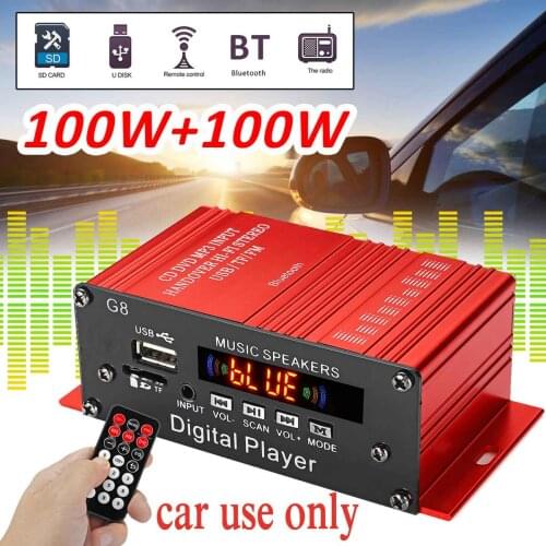 Home Car bluetooth Audio Powers Amplifier High Fidelity bluetooth Auto Tuning Amplifier 2CH Stereo Car Subwoofer with Remote200W