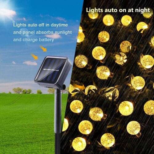 Wedding Home Indoor Decoration Crystal Balls Solar Lights 20/30 LED Romantic Holiday Lights Outdoor Lighting