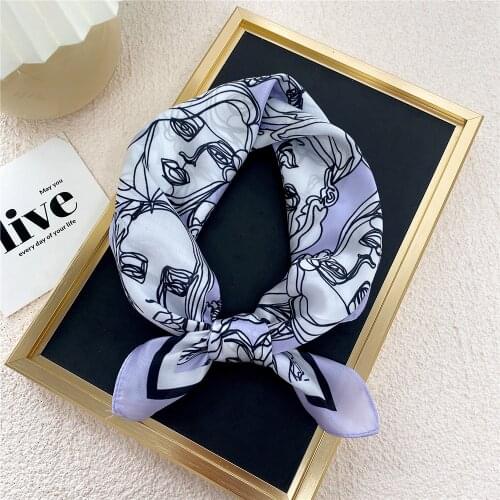 Sweet Striped Print Square Scarf Women Bandana Hairband Lady Head Wraps Female Shawl Fashion Neckerchief FJ592