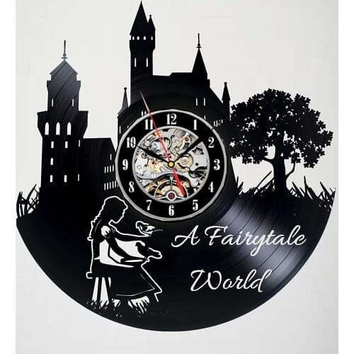 Cute Fairy Tale World Decor Vinyl Record Wall Clock - Exciting kidsroom decor - perfect gift idea for children, adults, men