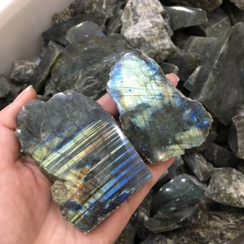 2pcs natural rough quartz specimen labradorite crystal Mineral samples healing 120-130g