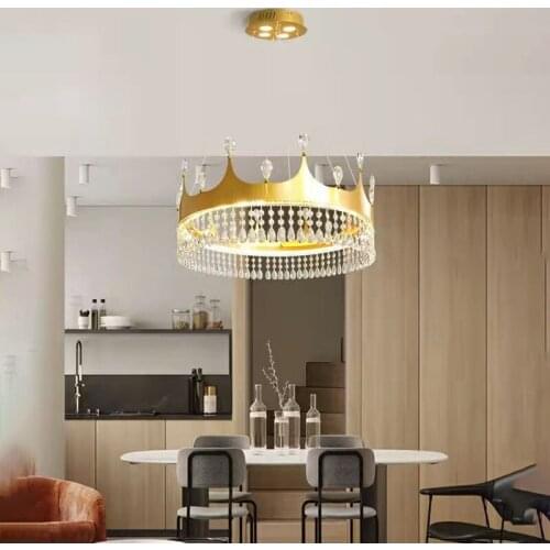 Nordic Crown LED crystal bedroom chandelier living room lamp villa restaurant restaurant round chandelier factory direct sales