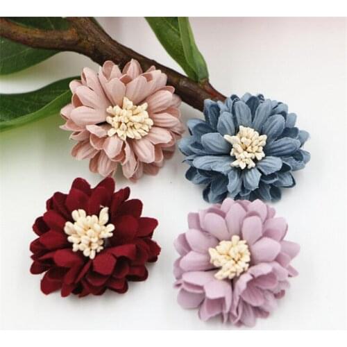 New Fashion Handmade Fabric Flower Fit for Girls hair Jewelry Garment Decoration Flatback Floral Chiffon Patch Sticker