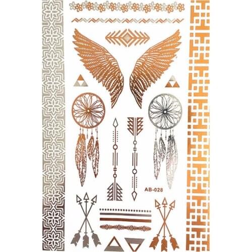 New Environment-Friendly Temporary Gold Tattoo Silver Metallic Tattoos Flash Body Art Tatto Henna Tatouage Taty