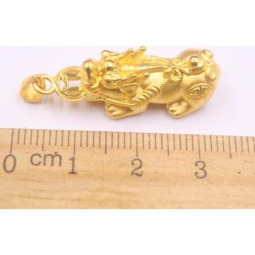 Fine 999 Pure 24K Yellow Gold Pendant 3D Luck Bless Knot Coin Pixiu Bead Pendant 2-2.5g 34x11mm Women Men Gift